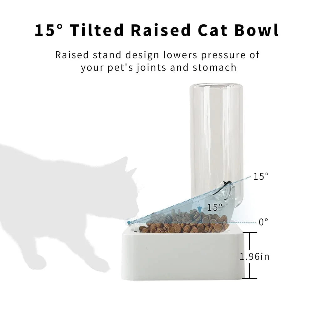 Elevated Cat Feeding Station with Gravity Water Dispenser