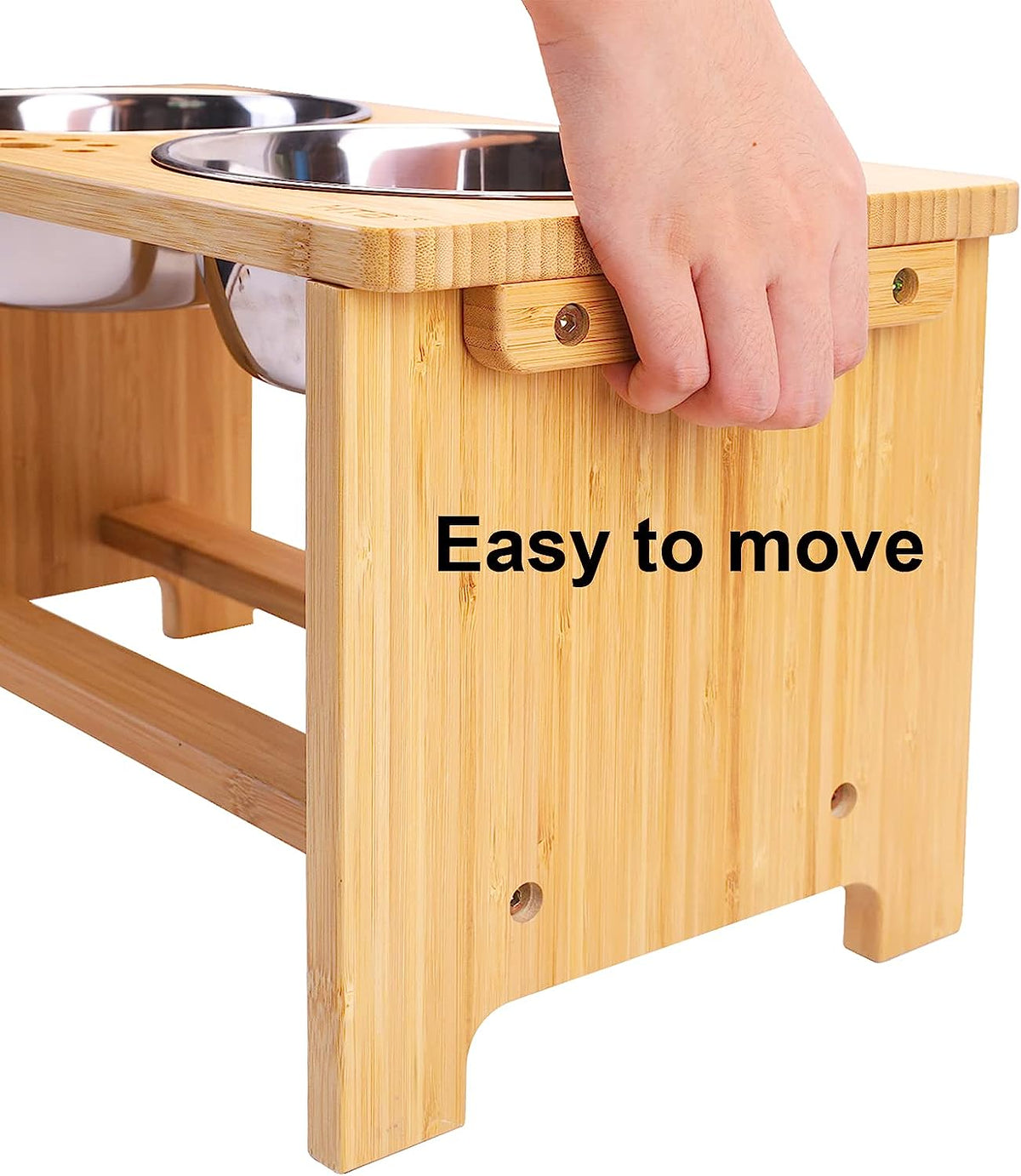 Elevated Bamboo Dog Feeding Station