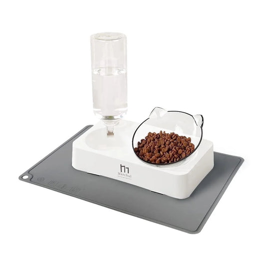 Elevated Cat Feeding Station with Gravity Water Dispenser