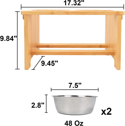 Elevated Bamboo Dog Feeding Station